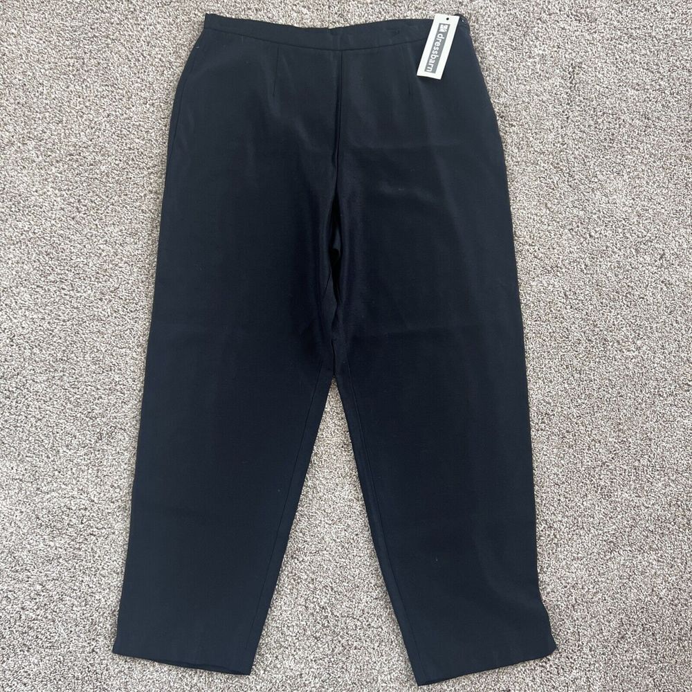 Dress Barn Black Pants Women Side Zip Rayon Dress Pants Work Business Elegant 16
